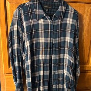 Lane Bryant Blue and Black plaid Shirt